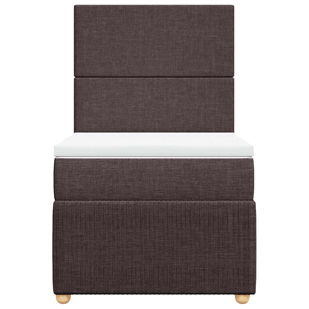 vidaXL Κρεβάτι Boxspring με Στρώμα Σκούρο Καφέ 90x190 εκ. Υφασμάτινο