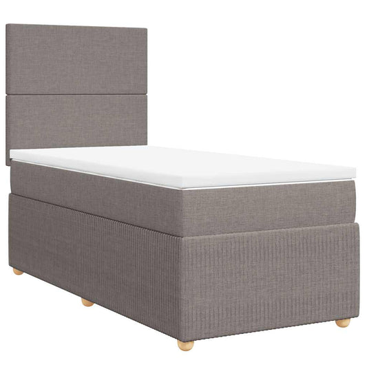 vidaXL Κρεβάτι Boxspring με Στρώμα Taupe 90x190 εκ.Υφασμάτινο