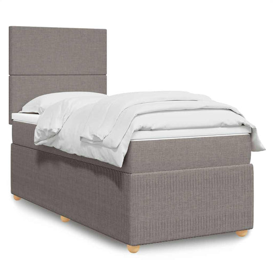 vidaXL Κρεβάτι Boxspring με Στρώμα Taupe 90x190 εκ.Υφασμάτινο