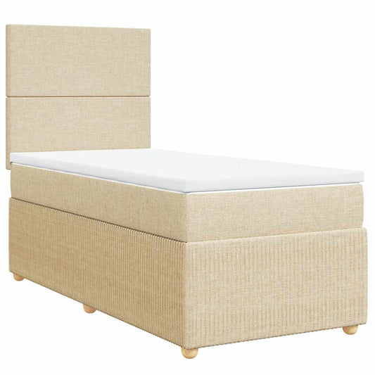 vidaXL Κρεβάτι Boxspring με Στρώμα Κρεμ 90x190 εκ.Υφασμάτινο