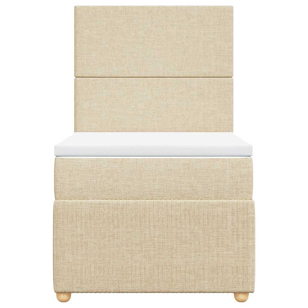 vidaXL Κρεβάτι Boxspring με Στρώμα Κρεμ 90x190 εκ.Υφασμάτινο