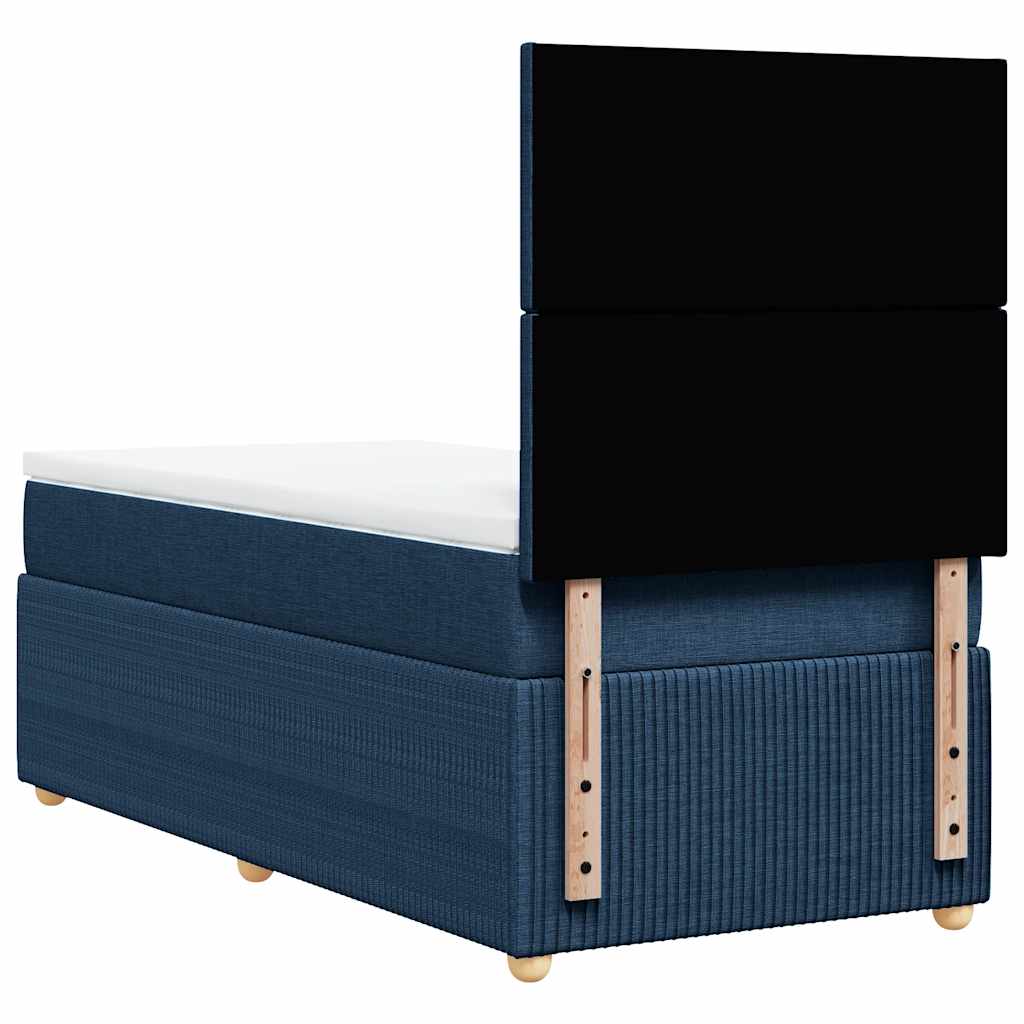 vidaXL Κρεβάτι Boxspring με Στρώμα Μπλε 90x190 εκ.Υφασμάτινο