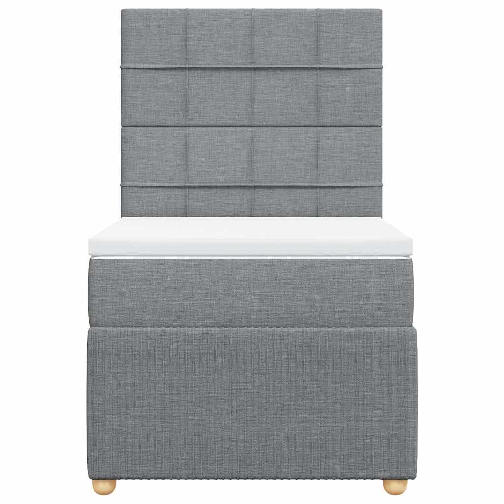 vidaXL Κρεβάτι Boxspring με Στρώμα Ανοιχτό Γκρι 90x190 εκ. Υφασμάτινο