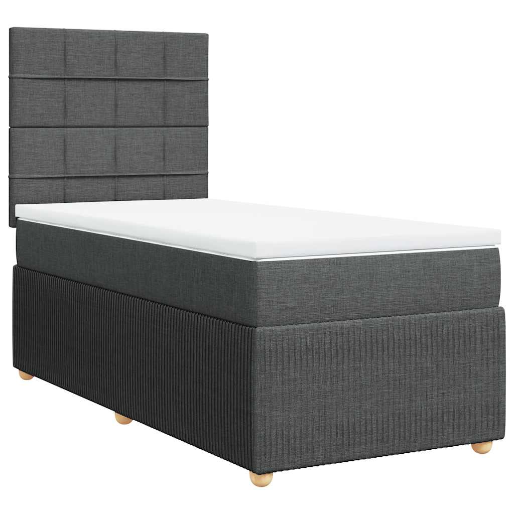 vidaXL Κρεβάτι Boxspring με Στρώμα Σκούρο Γκρι 90x190 εκ. Υφασμάτινο