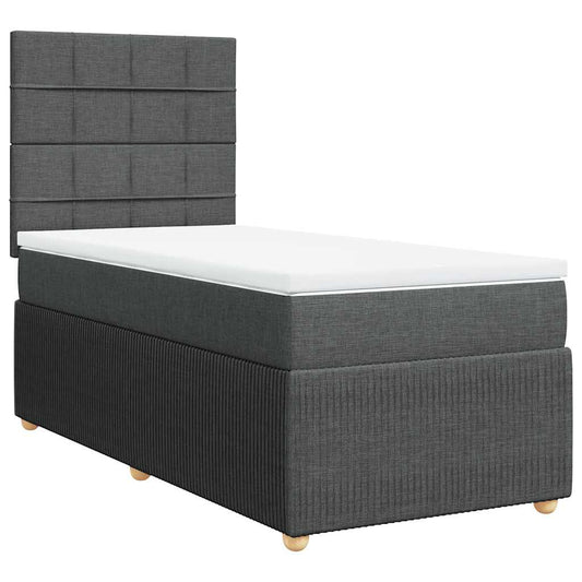 vidaXL Κρεβάτι Boxspring με Στρώμα Σκούρο Γκρι 90x190 εκ. Υφασμάτινο