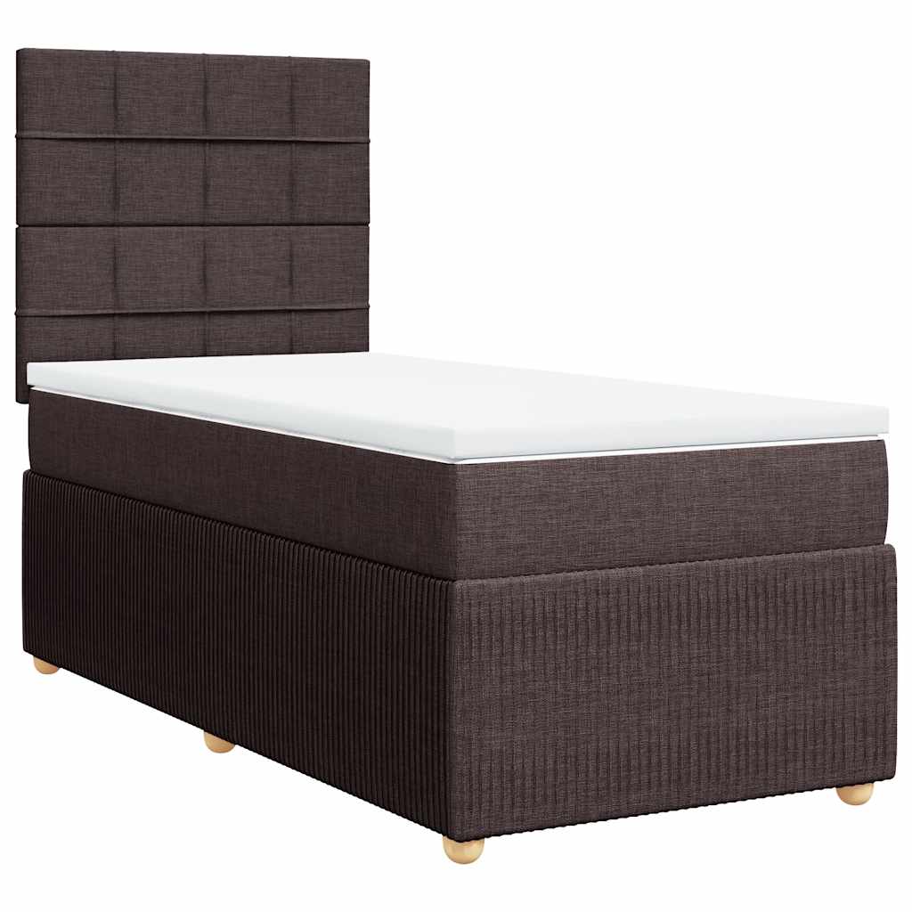 vidaXL Κρεβάτι Boxspring με Στρώμα Σκούρο Καφέ 90x190 εκ. Υφασμάτινο