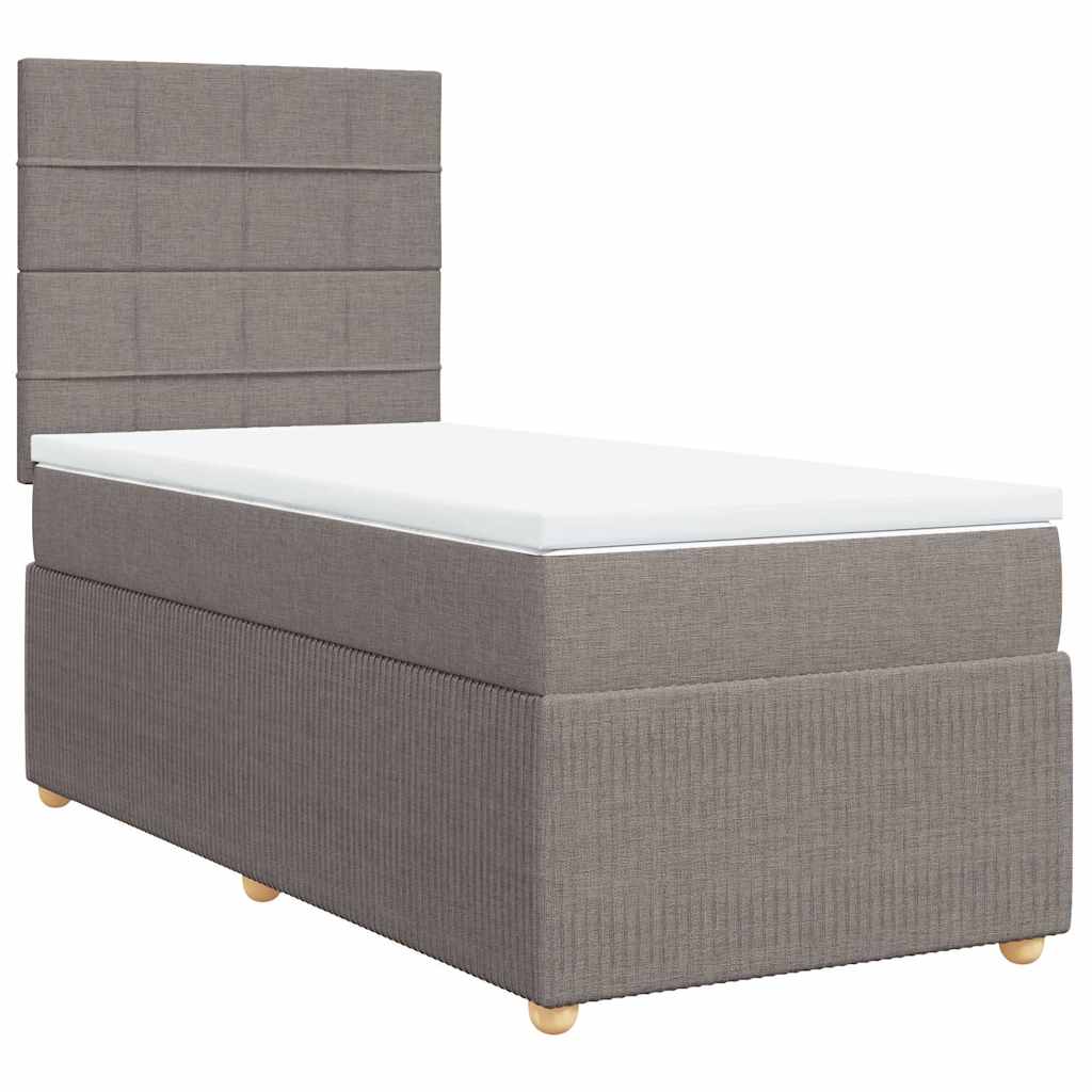vidaXL Κρεβάτι Boxspring με Στρώμα Taupe 90x190 εκ.Υφασμάτινο