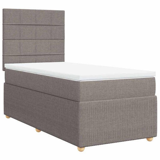 vidaXL Κρεβάτι Boxspring με Στρώμα Taupe 90x190 εκ.Υφασμάτινο