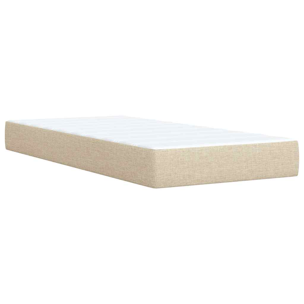 vidaXL Κρεβάτι Boxspring με Στρώμα Κρεμ 90x190 εκ.Υφασμάτινο