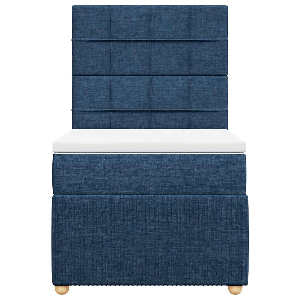 vidaXL Κρεβάτι Boxspring με Στρώμα Μπλε 90x190 εκ.Υφασμάτινο