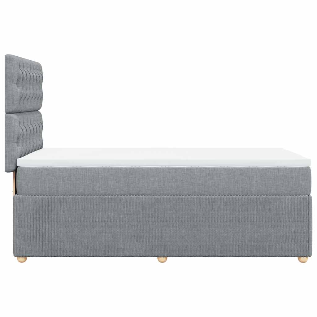 vidaXL Κρεβάτι Boxspring με Στρώμα Ανοιχτό Γκρι 90x190 εκ. Υφασμάτινο