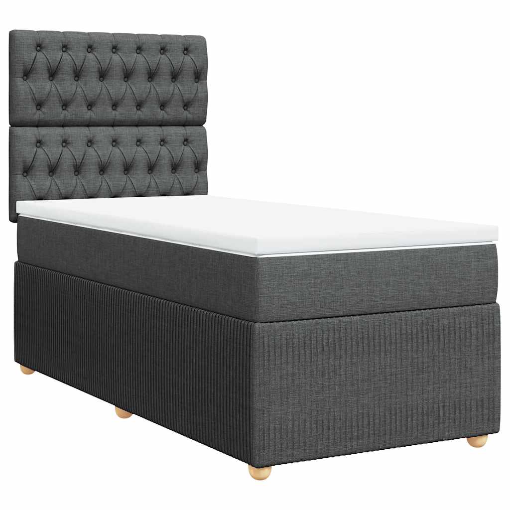 vidaXL Κρεβάτι Boxspring με Στρώμα Σκούρο Γκρι 90x190 εκ. Υφασμάτινο