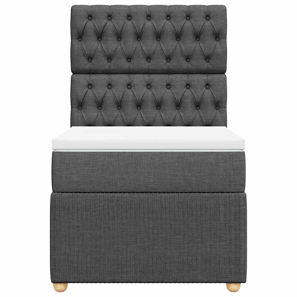 vidaXL Κρεβάτι Boxspring με Στρώμα Σκούρο Γκρι 90x190 εκ. Υφασμάτινο
