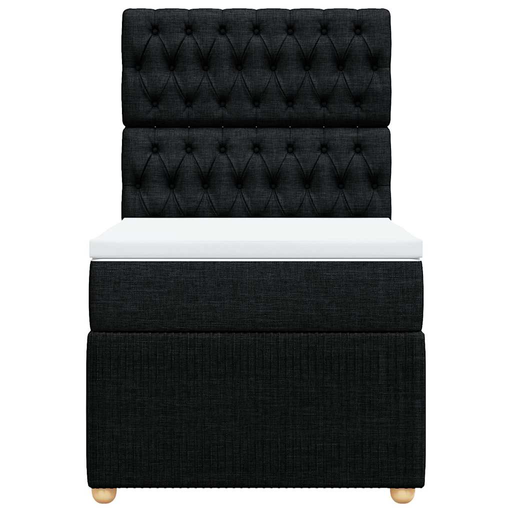 vidaXL Κρεβάτι Boxspring με Στρώμα Μαύρο 90x190 εκ.Υφασμάτινο
