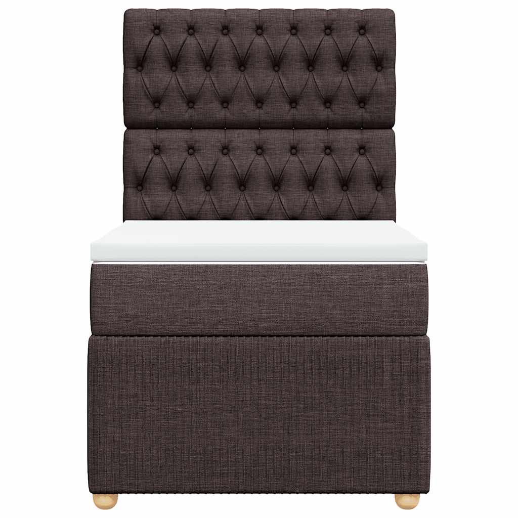 vidaXL Κρεβάτι Boxspring με Στρώμα Σκούρο Καφέ 90x190 εκ. Υφασμάτινο