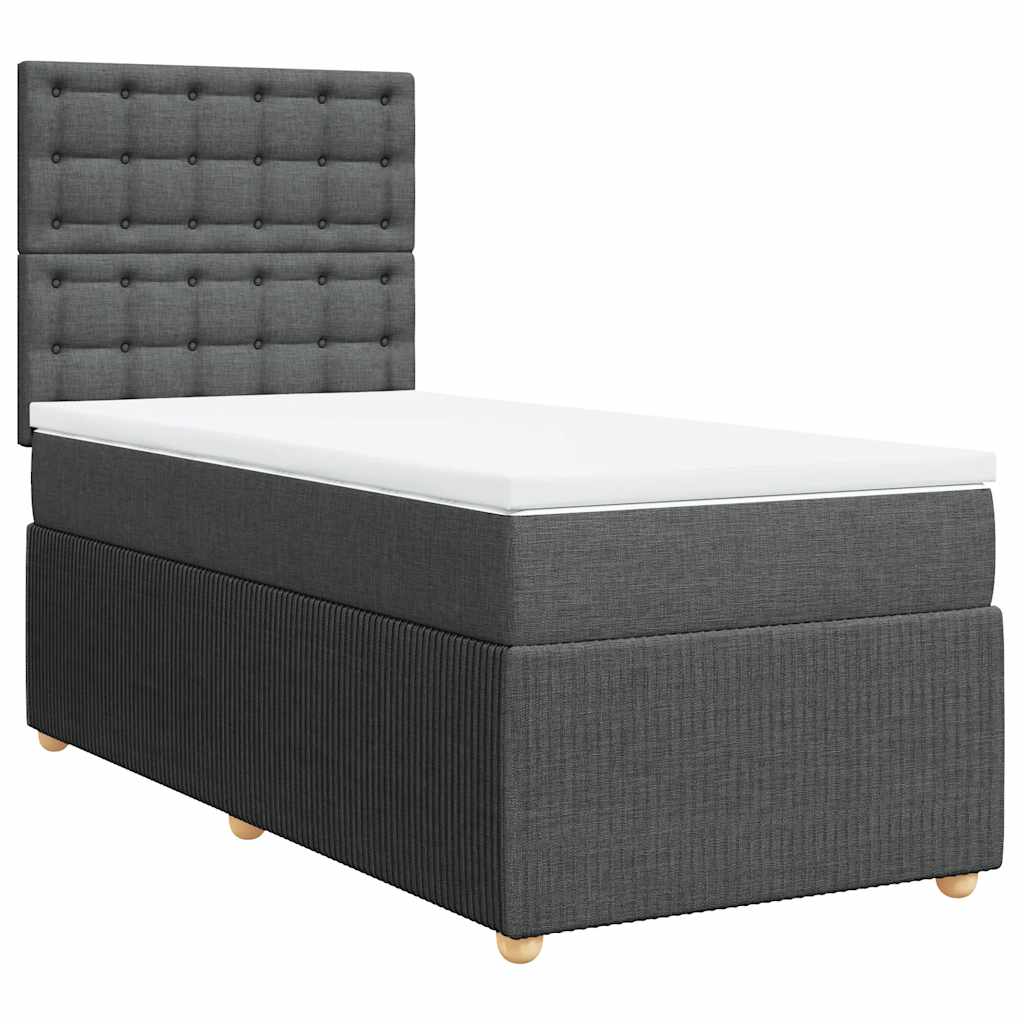 vidaXL Κρεβάτι Boxspring με Στρώμα Σκούρο Γκρι 90x190 εκ. Υφασμάτινο