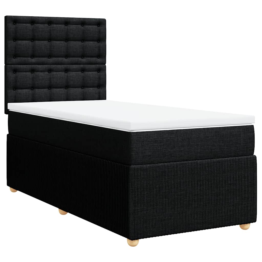 vidaXL Κρεβάτι Boxspring με Στρώμα Μαύρο 90x190 εκ.Υφασμάτινο