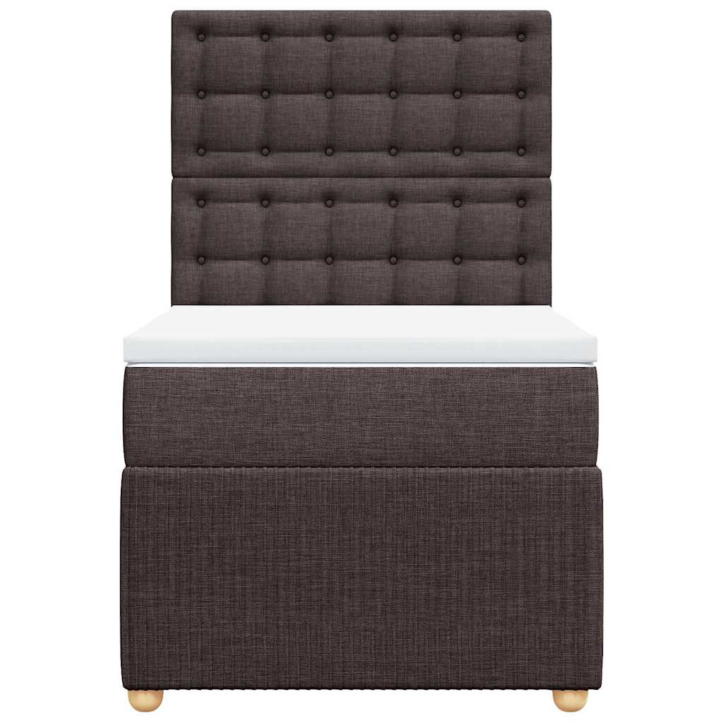 vidaXL Κρεβάτι Boxspring με Στρώμα Σκούρο Καφέ 90x190 εκ. Υφασμάτινο