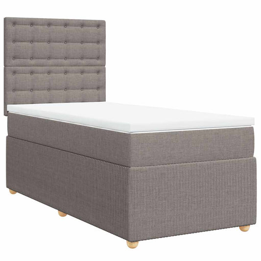 vidaXL Κρεβάτι Boxspring με Στρώμα Taupe 90x190 εκ.Υφασμάτινο