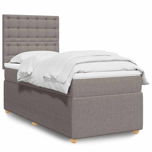 vidaXL Κρεβάτι Boxspring με Στρώμα Taupe 90x190 εκ.Υφασμάτινο