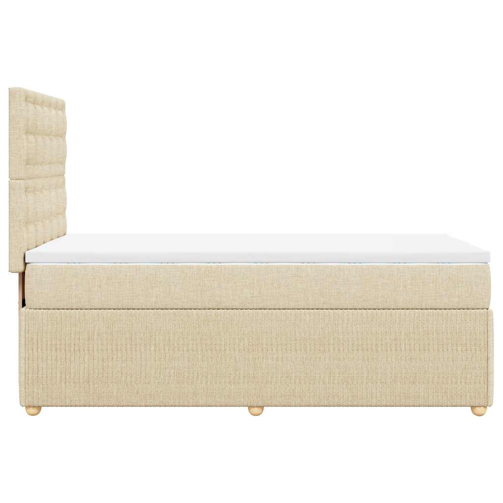 vidaXL Κρεβάτι Boxspring με Στρώμα Κρεμ 90x190 εκ.Υφασμάτινο