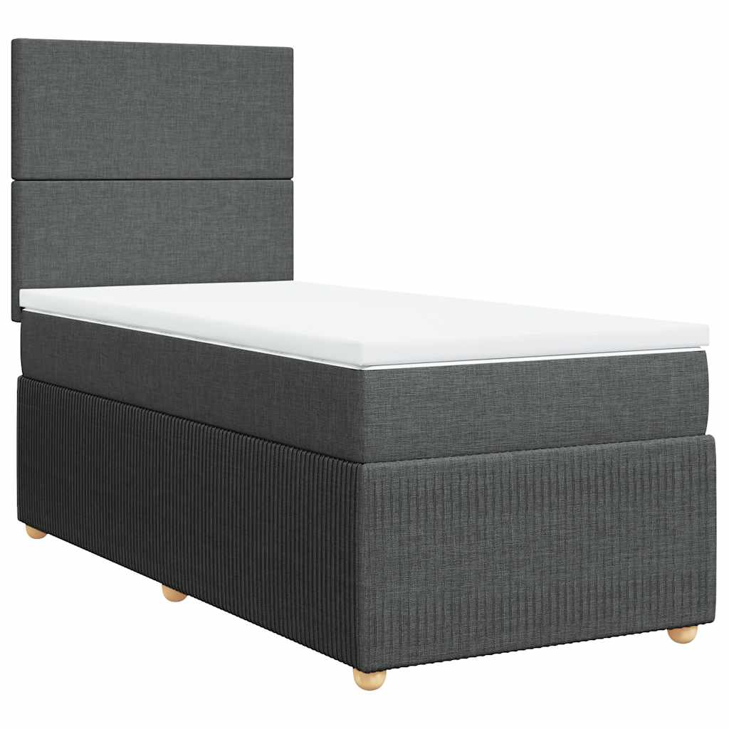 vidaXL Κρεβάτι Boxspring με Στρώμα Σκούρο Γκρι 90x200 εκ. Υφασμάτινο