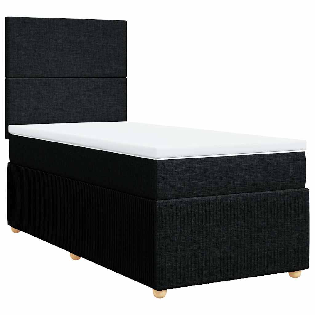 vidaXL Κρεβάτι Boxspring με Στρώμα Μαύρο 90x200 εκ. Υφασμάτινο