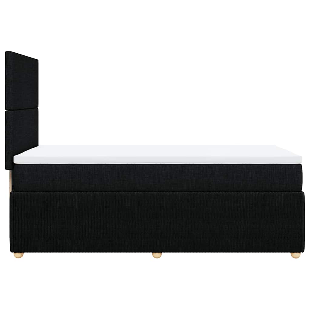 vidaXL Κρεβάτι Boxspring με Στρώμα Μαύρο 90x200 εκ. Υφασμάτινο