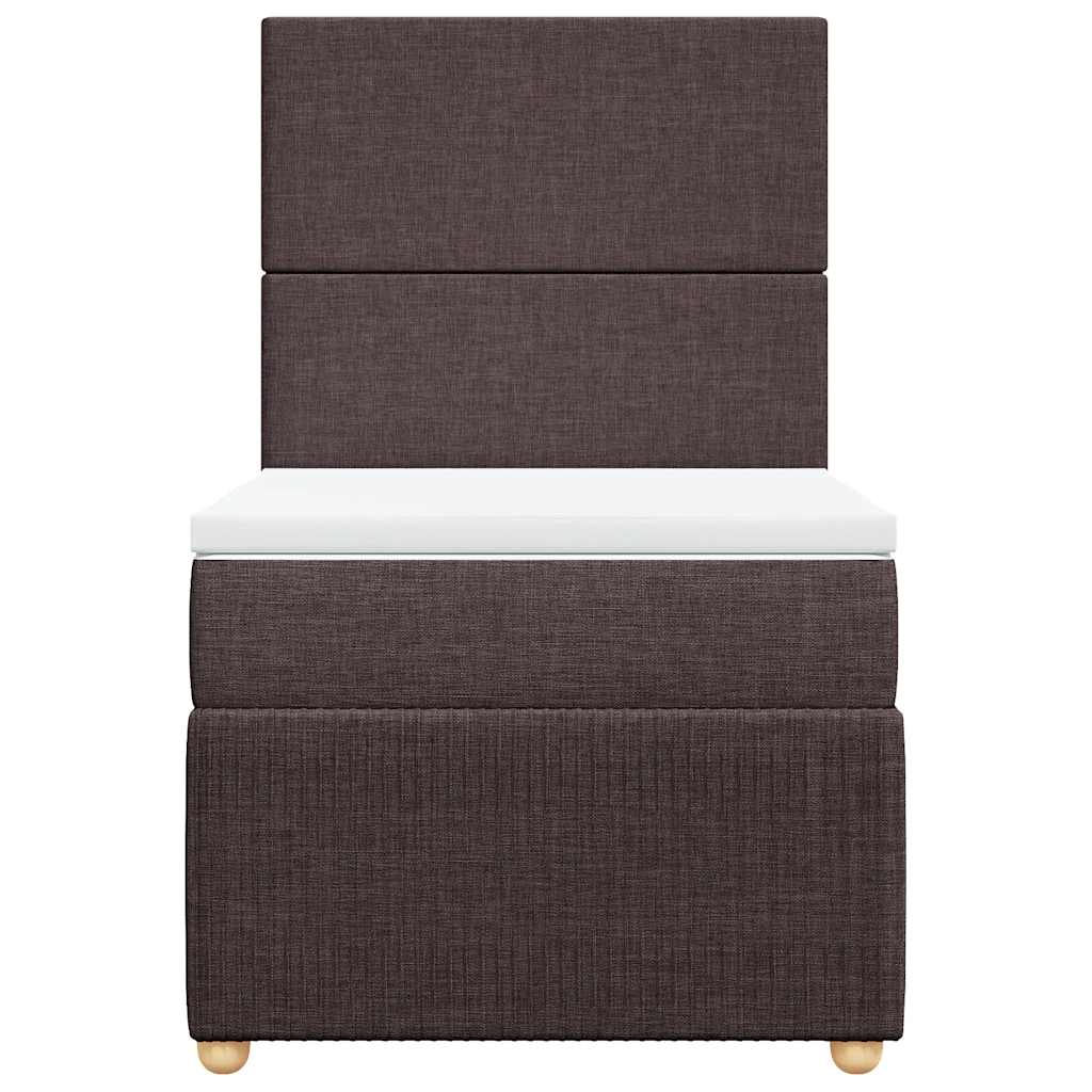 vidaXL Κρεβάτι Boxspring με Στρώμα Σκούρο Καφέ 90x200 εκ. Υφασμάτινο