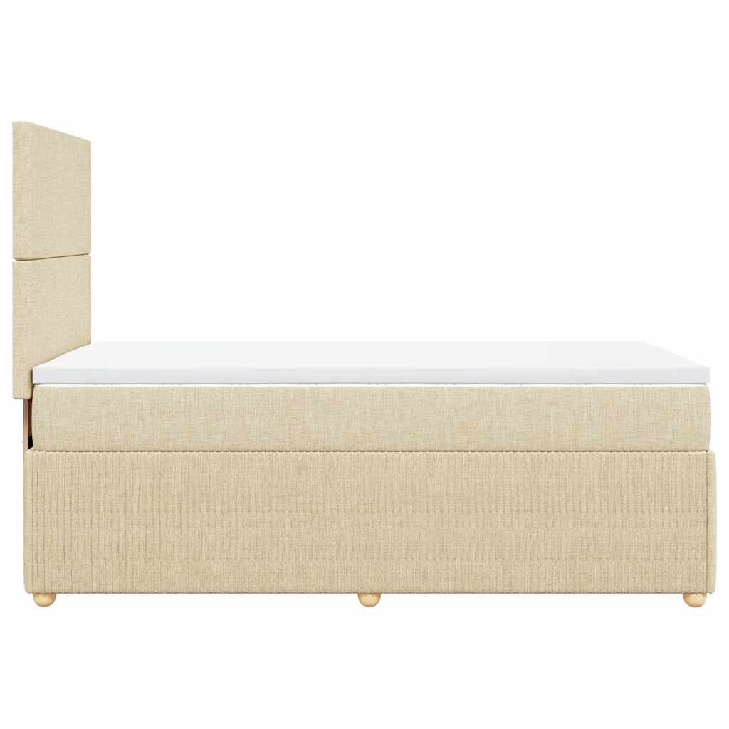 vidaXL Κρεβάτι Boxspring με Στρώμα Κρεμ 90x200 εκ.Υφασμάτινο