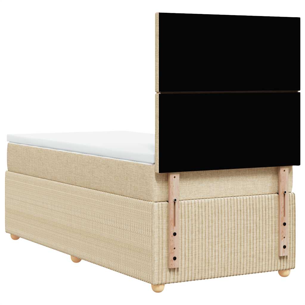 vidaXL Κρεβάτι Boxspring με Στρώμα Κρεμ 90x200 εκ.Υφασμάτινο