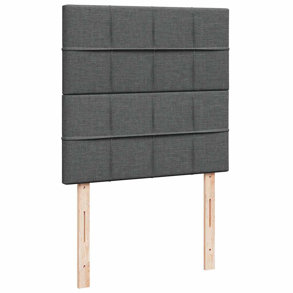 vidaXL Κρεβάτι Boxspring με Στρώμα Σκούρο Γκρι 90x200 εκ. Υφασμάτινο