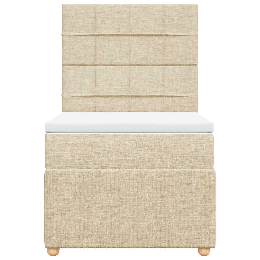vidaXL Κρεβάτι Boxspring με Στρώμα Κρεμ 90x200 εκ.Υφασμάτινο