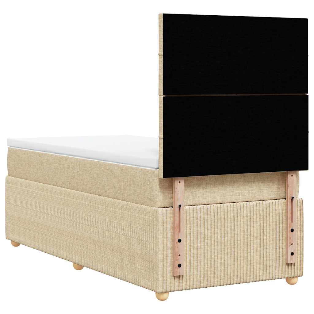 vidaXL Κρεβάτι Boxspring με Στρώμα Κρεμ 90x200 εκ.Υφασμάτινο