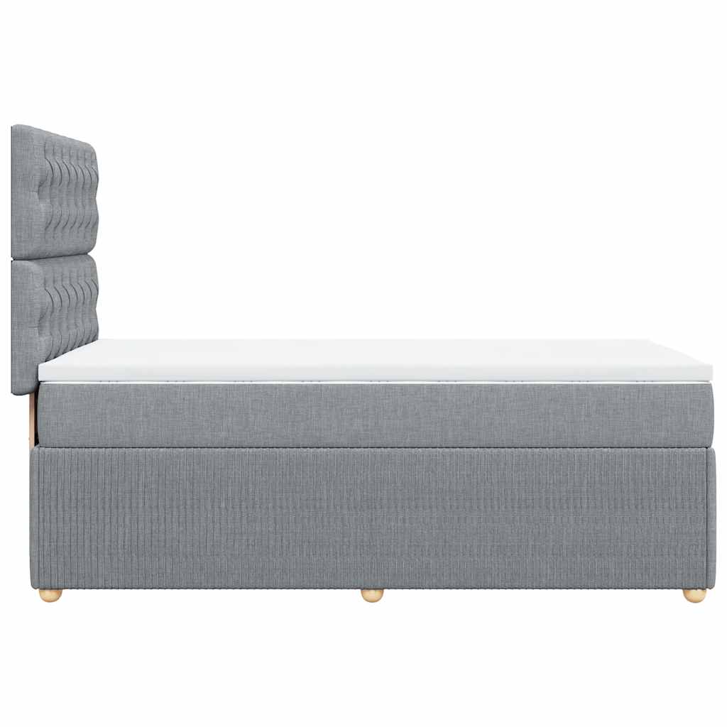 vidaXL Κρεβάτι Boxspring με Στρώμα Ανοιχτό Γκρι 90x200 εκ. Υφασμάτινο