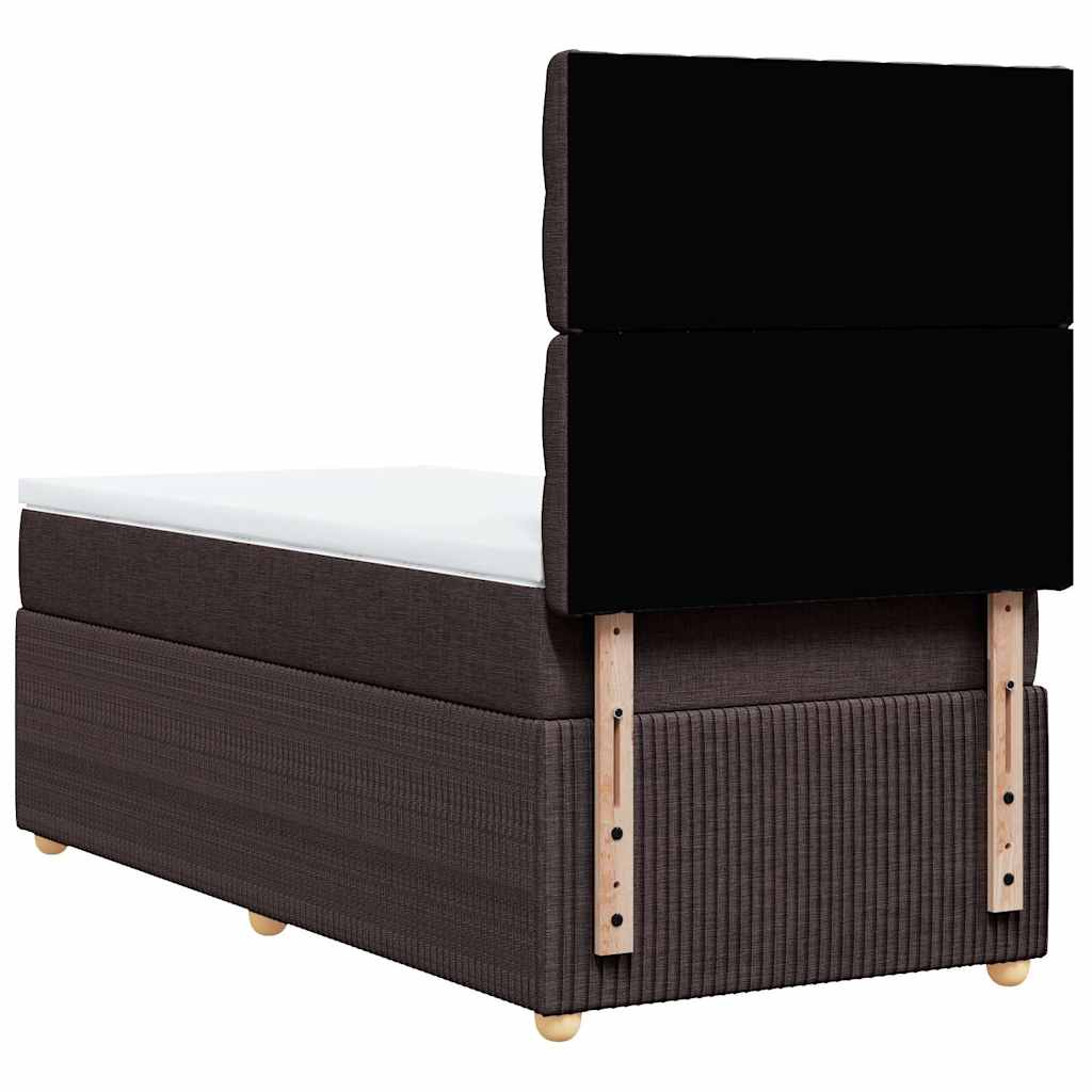vidaXL Κρεβάτι Boxspring με Στρώμα Σκούρο Καφέ 90x200 εκ. Υφασμάτινο