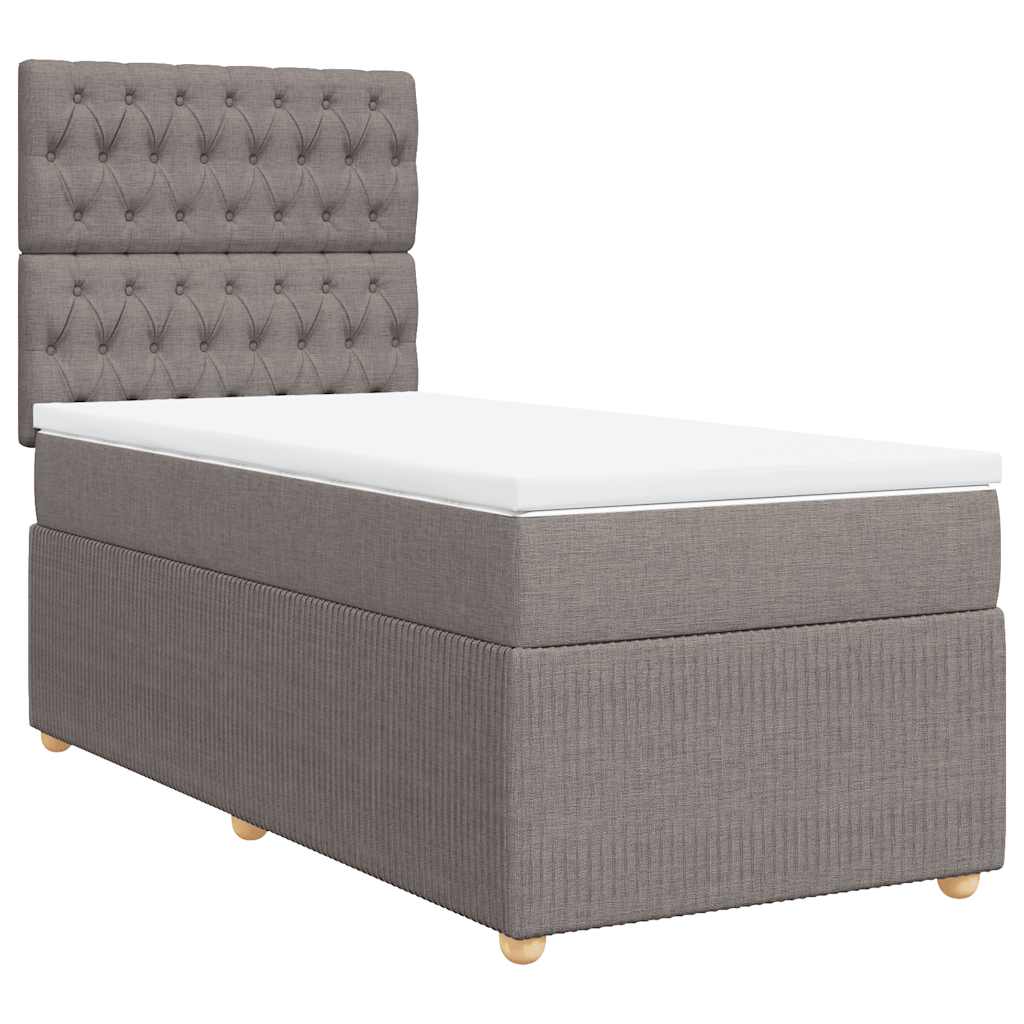vidaXL Κρεβάτι Boxspring με Στρώμα Taupe 90x200 εκ. Υφασμάτινο
