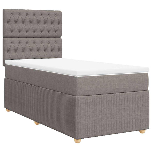 vidaXL Κρεβάτι Boxspring με Στρώμα Taupe 90x200 εκ. Υφασμάτινο