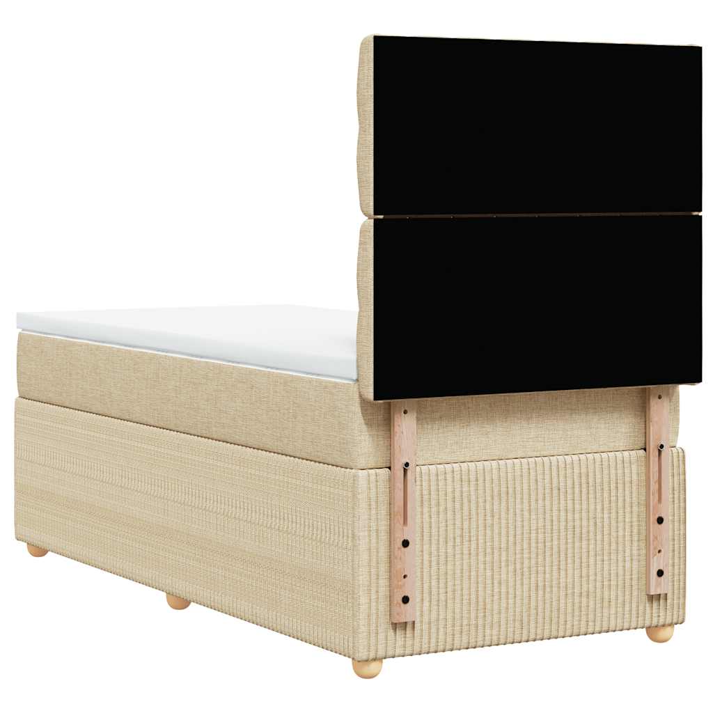 vidaXL Κρεβάτι Boxspring με Στρώμα Κρεμ 90x200 εκ.Υφασμάτινο