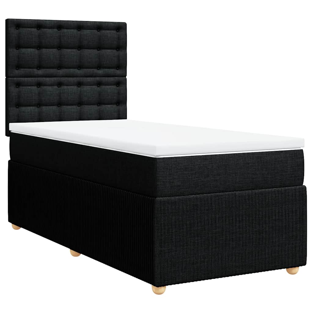 vidaXL Κρεβάτι Boxspring με Στρώμα Μαύρο 90x200 εκ. Υφασμάτινο