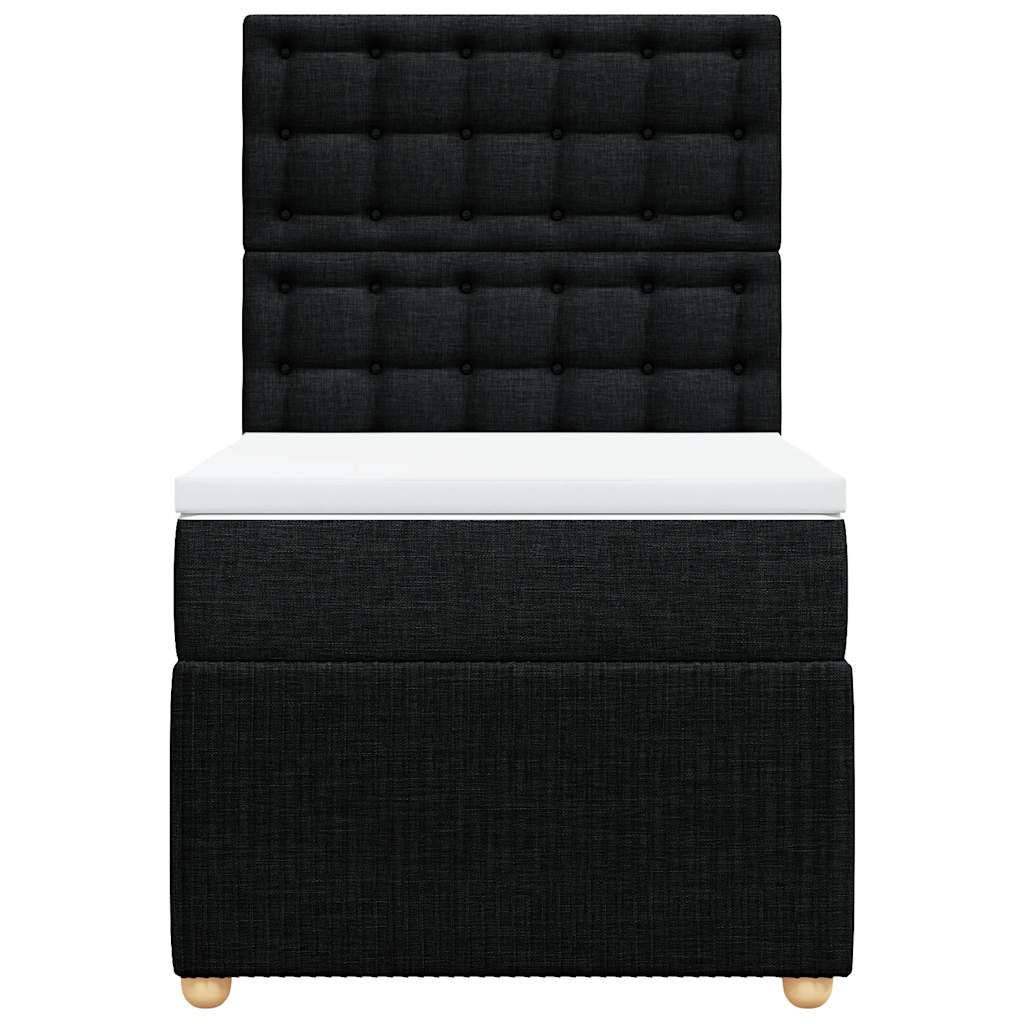 vidaXL Κρεβάτι Boxspring με Στρώμα Μαύρο 90x200 εκ. Υφασμάτινο