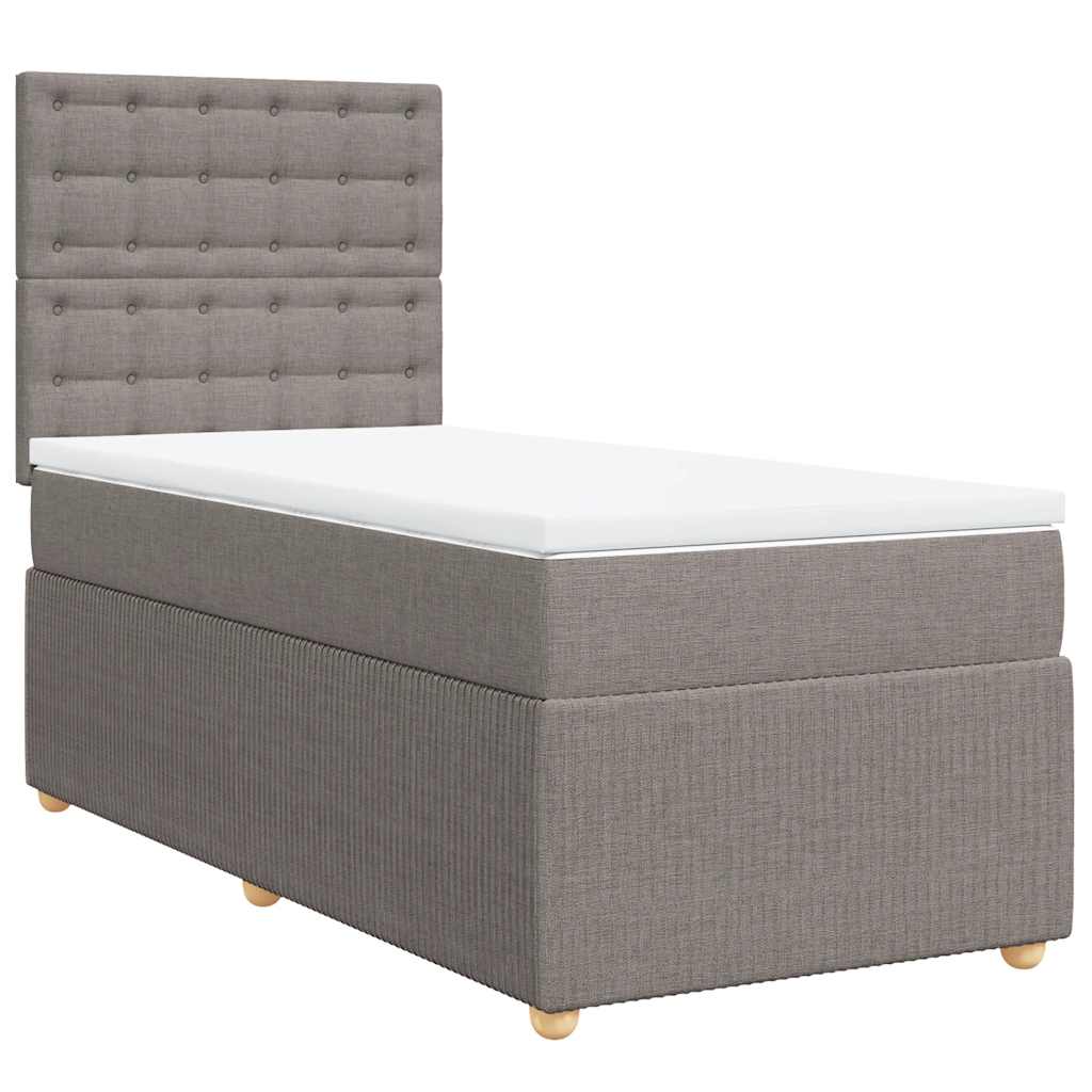 vidaXL Κρεβάτι Boxspring με Στρώμα Taupe 90x200 εκ. Υφασμάτινο