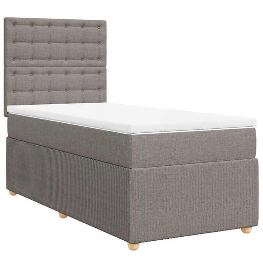 vidaXL Κρεβάτι Boxspring με Στρώμα Taupe 90x200 εκ. Υφασμάτινο