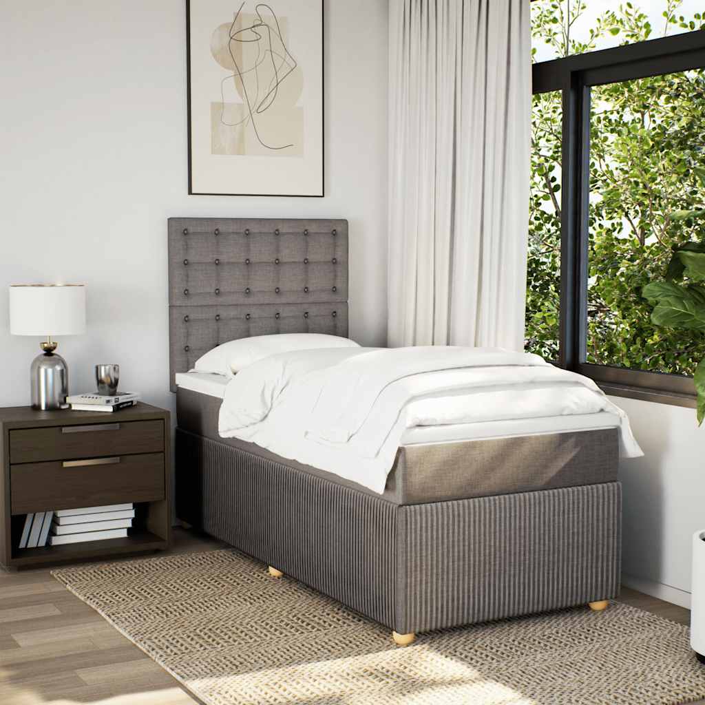 vidaXL Κρεβάτι Boxspring με Στρώμα Taupe 90x200 εκ. Υφασμάτινο