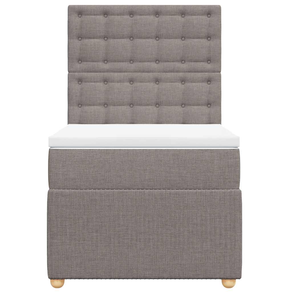vidaXL Κρεβάτι Boxspring με Στρώμα Taupe 90x200 εκ. Υφασμάτινο