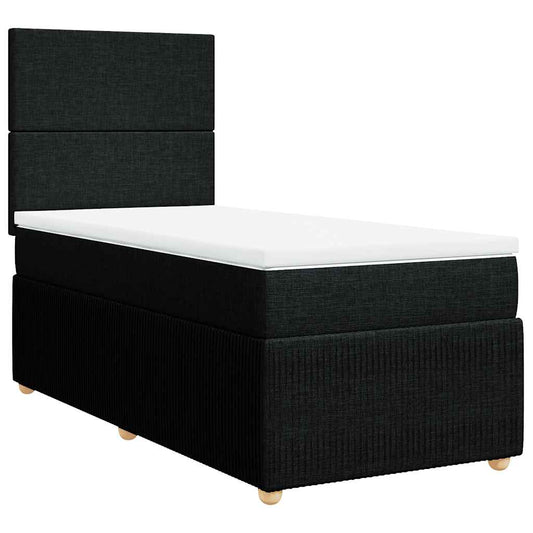 vidaXL Κρεβάτι Boxspring με Στρώμα Μαύρο 100 x 200 εκ. Υφασμάτινο