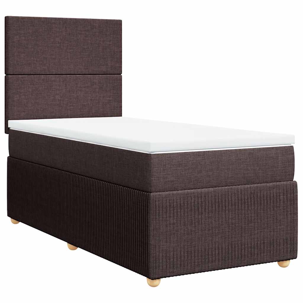 vidaXL Κρεβάτι Boxspring με Στρώμα Σκούρο Καφέ 100x200 εκ. Υφασμάτινο