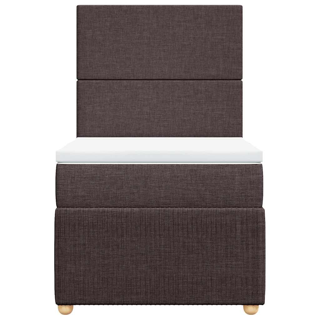 vidaXL Κρεβάτι Boxspring με Στρώμα Σκούρο Καφέ 100x200 εκ. Υφασμάτινο