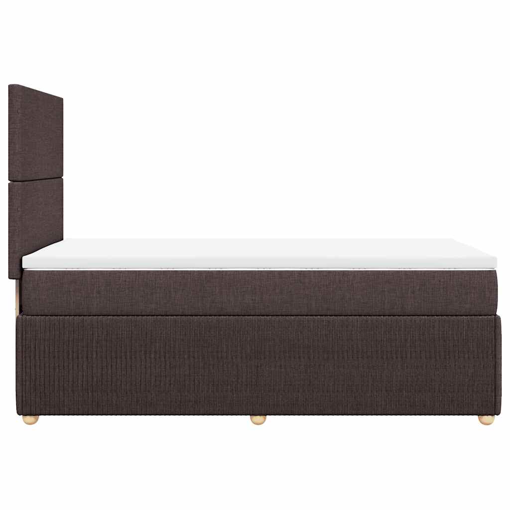 vidaXL Κρεβάτι Boxspring με Στρώμα Σκούρο Καφέ 100x200 εκ. Υφασμάτινο