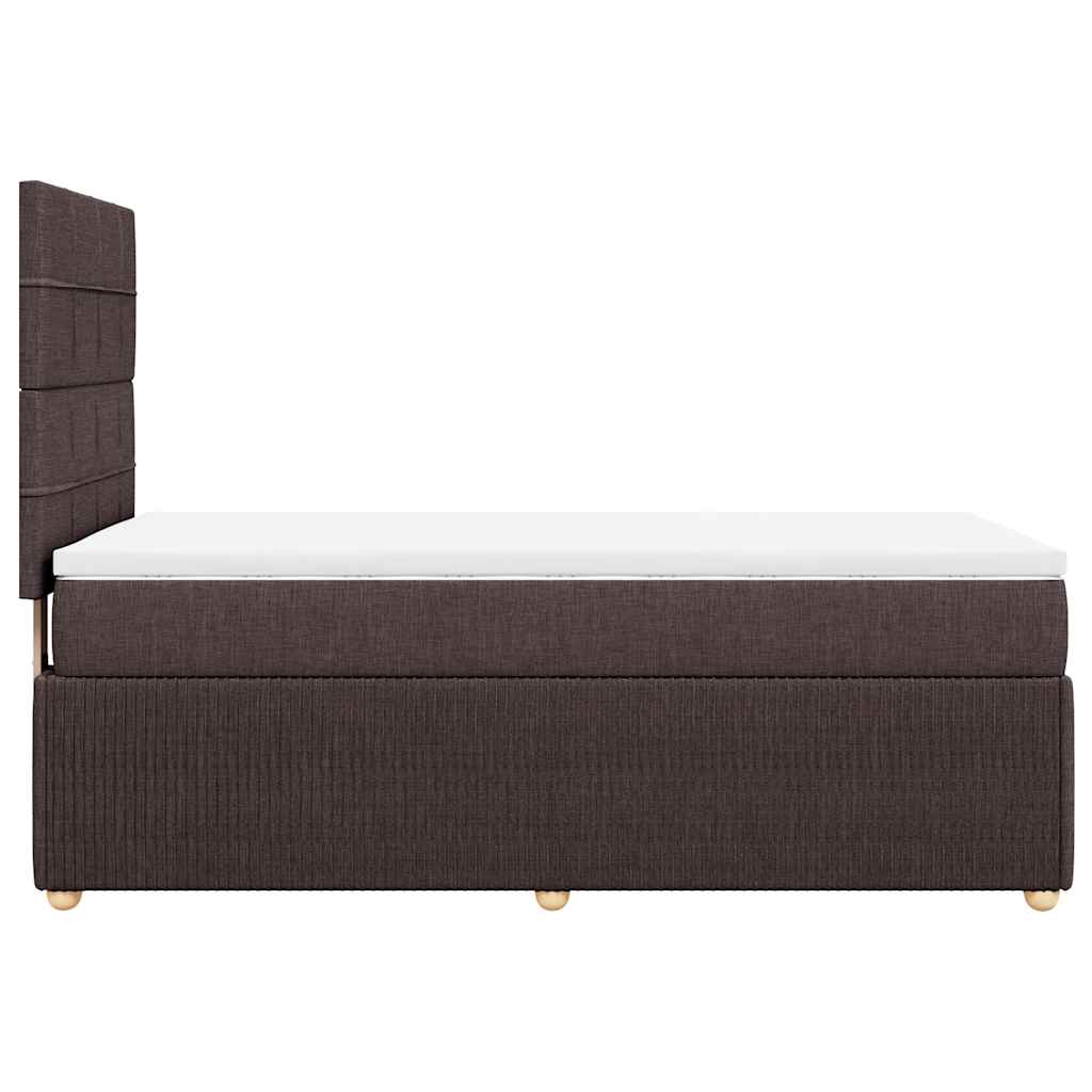 vidaXL Κρεβάτι Boxspring με Στρώμα Σκούρο Καφέ 100x200 εκ. Υφασμάτινο